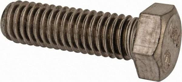 Made in USA - 3/8-16 UNC, 1-1/4" Length Under Head Hex Head Cap Screw - Grade 18-8 Stainless Steel, Uncoated, 9/16" Hex - Americas Industrial Supply