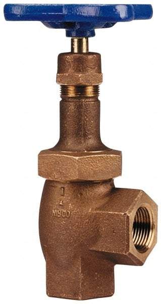 NIBCO - 3/8" Pipe, Class 300, Threaded Bronze Renewable Angle Gate Valve - 600 WOG, 300 WSP, Union Bonnet - Americas Industrial Supply