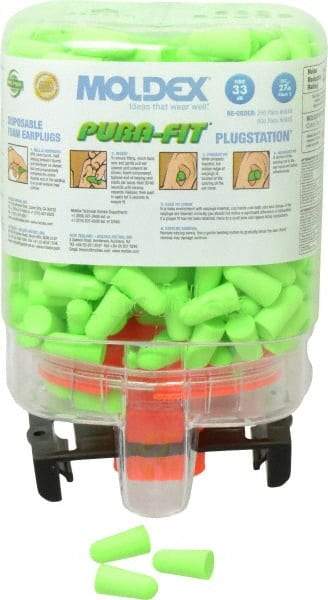 Moldex - Disposable Non-Refillable Earplug Dispenser with 33 dB Earplugs - Green Earplugs, 250 Pairs, Includes Mounting Bracket, Template & Hardware - Americas Industrial Supply
