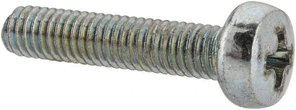 Value Collection - M3x0.50, 14mm Length Under Head Phillips Drive Machine Screw - Pan Head, Grade 4.8 Steel, Zinc-Plated Finish, Without Washer - Americas Industrial Supply