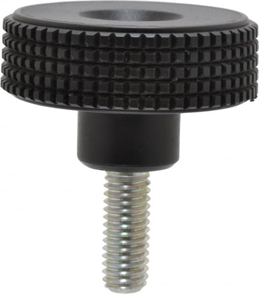 Elesa - 1.96" Head, Knurled Knob - Threaded Stem, Plastic - Americas Industrial Supply