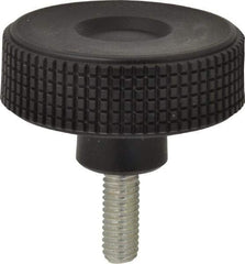 Elesa - 2.36" Head, Knurled Knob - Threaded Stem, Plastic - Americas Industrial Supply