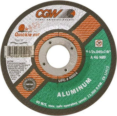 Camel Grinding Wheels - 46 Grit, 4-1/2" Wheel Diam, Type 27 Depressed Center Wheel - Medium Grade, Aluminum Oxide, Resinoid Bond, N Hardness, 13,300 Max RPM - Americas Industrial Supply