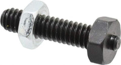 Jergens - 1/4-20 Thread, 7/16" Size, 1-1/4" Long, Black Oxide Coated, Low Carbon Steel Clamp Rest - 29/32" Thread Length, 5/32" Pin Diam x 5/64" Pin Height, 11/64" Nut Height - Americas Industrial Supply