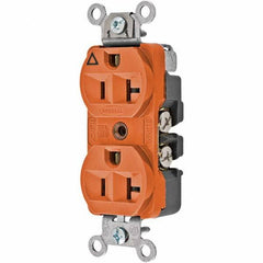 Hubbell Wiring Device-Kellems - 125V 20A NEMA 5-20R Commercial Grade Orange Straight Blade Duplex Receptacle - Americas Industrial Supply