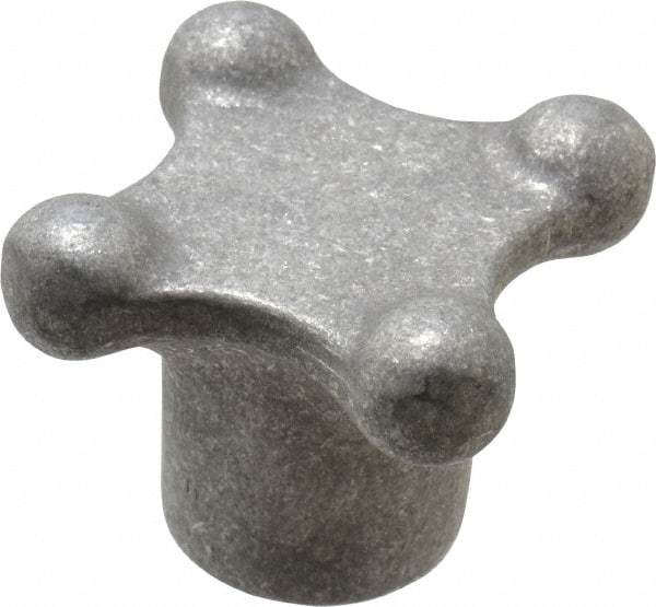 Jergens - 3" Head Diam, 4 Point Lobed Knob - 5/8-11 Hole, Aluminum - Americas Industrial Supply