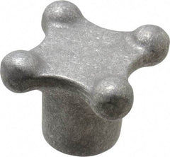 Jergens - 3" Head Diam, 4 Point Lobed Knob - 5/8-11 Hole, Aluminum - Americas Industrial Supply