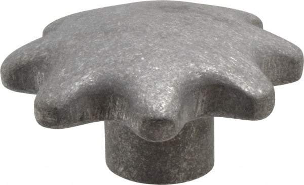 Jergens - 3-1/2" Head Diam, 6 Point Lobed (Palm-Grip) Knob - 1/2" Hole, Aluminum - Americas Industrial Supply