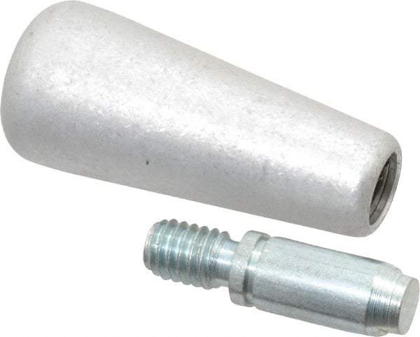 Jergens - 7/8 Inch Handle Diameter, 5/16-18 Stem, Revolving Cadmium Plated Handwheel and Machine Handle - Clear, Aluminum Handle, Carbon Steel Stem, 2 Inch Handle Length, 1/2 Inch Stem Length - Americas Industrial Supply