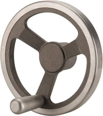 Jergens - 8", 3 Spoke Offset Handwheel with Handle - 2" Hub, Aluminum Alloy, Plain Finish - Americas Industrial Supply