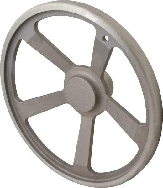 Jergens - 14", 5 Spoke Offset Handwheel with Handle - 2-3/4" Hub, Aluminum Alloy, Plain Finish - Americas Industrial Supply