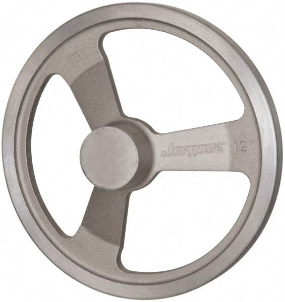 Jergens - 12", 3 Spoke Offset Handwheel - 2-1/2" Hub, Aluminum Alloy, Plain Finish - Americas Industrial Supply