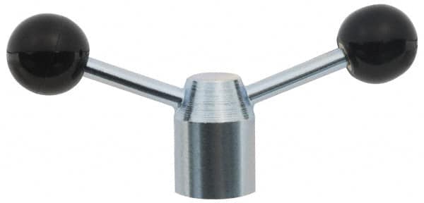 Jergens - 2 Offset Arms, Cadmium Plated, Blank Clamping Handle - 3/8 Inch Arm Diameter, 1-1/4 Inch Hub Diameter, 1 Inch Ball Diameter - Americas Industrial Supply