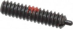 Jergens - 6-32, 17/32" Thread Length, 1/16" Plunger Projection, Steel Threaded Spring Plunger - 0.046" Max Plunger Diam, 17/32" Plunger Length, 1.5 Lb Init End Force, 4.5 Lb Final End Force, 3/64" Hex - Americas Industrial Supply