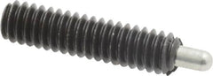 Jergens - 1/4-20, 1" Thread Length, 3/16" Plunger Projection, Steel Threaded Spring Plunger - 0.119" Max Plunger Diam, 1" Plunger Length, 1 Lb Init End Force, 4 Lb Final End Force, 1/8" Hex - Americas Industrial Supply