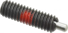 Jergens - 5/16-18, 1" Thread Length, 3/16" Plunger Projection, Steel Threaded Spring Plunger - 0.135" Max Plunger Diam, 1" Plunger Length, 1.5 Lb Init End Force, 4.5 Lb Final End Force, 5/32" Hex - Americas Industrial Supply