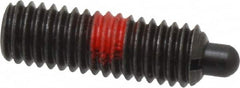 Jergens - 3/8-16, 1-1/8" Thread Length, 3/16" Plunger Projection, Steel Threaded Spring Plunger - 0.186" Max Plunger Diam, 1-1/8" Plunger Length, 5.5 Lb Init End Force, 14.5 Lb Final End Force, 3/16" Hex - Americas Industrial Supply