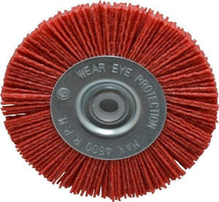 Value Collection - 4" OD, 1/2" Shank Diam, 1/2" Arbor Hole, Crimped Nylon Wheel Brush - 1/2" Face Width, 5/16" Trim Length, 4,500 RPM - Americas Industrial Supply