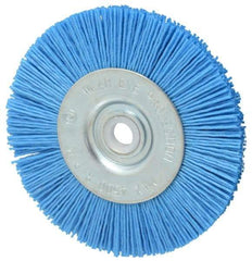 Value Collection - 4" OD, 1/2" Shank Diam, 1/2" Arbor Hole, Crimped Nylon Wheel Brush - 1/2" Face Width, 5/16" Trim Length, 4,500 RPM - Americas Industrial Supply