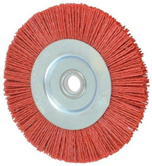 Value Collection - 5" OD, 5/8" Shank Diam, 5/8" Arbor Hole, Crimped Nylon Wheel Brush - 5/16" Face Width, 5/16" Trim Length, 3,750 RPM - Americas Industrial Supply