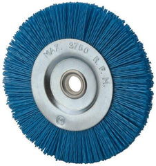 Value Collection - 5" OD, 5/8" Shank Diam, 5/8" Arbor Hole, Crimped Nylon Wheel Brush - 5/16" Face Width, 5/16" Trim Length, 3,750 RPM - Americas Industrial Supply