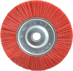 Value Collection - 6" OD, 5/8" Shank Diam, 5/8" Arbor Hole, Crimped Nylon Wheel Brush - 5/16" Face Width, 5/16" Trim Length, 3,750 RPM - Americas Industrial Supply