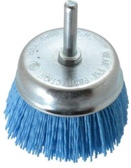 Value Collection - 3" Diam, 1/4" Hole Size Straight Wire Nylon Cup Brush - Fine Grade, 4,500 Max RPM - Americas Industrial Supply