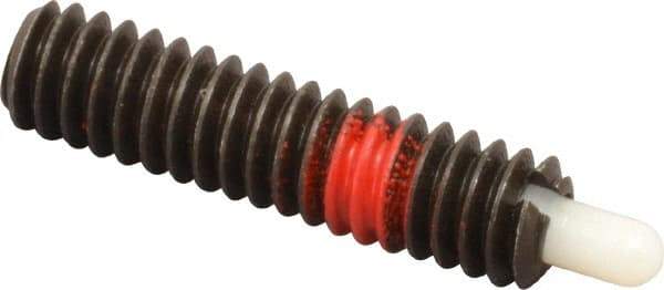 Jergens - 1/4-20, 1" Thread Length, 3/16" Plunger Projection, Steel Threaded Spring Plunger - 0.119" Max Plunger Diam, 1" Plunger Length, 1 Lb Init End Force, 4 Lb Final End Force, 1/8" Hex - Americas Industrial Supply