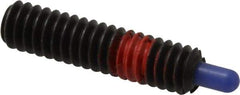 Jergens - 1/4-20, 1" Thread Length, 3/16" Plunger Projection, Steel Threaded Spring Plunger - 0.119" Max Plunger Diam, 1" Plunger Length, 3 Lb Init End Force, 13 Lb Final End Force, 1/8" Hex - Americas Industrial Supply