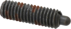 Jergens - 3/8-16, 1-1/8" Thread Length, 3/16" Plunger Projection, Steel Threaded Spring Plunger - 0.186" Max Plunger Diam, 1-1/8" Plunger Length, 5.5 Lb Init End Force, 14.5 Lb Final End Force, 3/16" Hex - Americas Industrial Supply