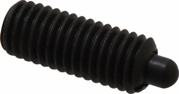 Jergens - 1/2-13, 1-1/4" Thread Length, 1/4" Plunger Projection, Steel Threaded Spring Plunger - 1/4" Max Plunger Diam, 1-1/4" Plunger Length, 6.6 Lb Init End Force, 17.4 Lb Final End Force, 1/4" Hex - Americas Industrial Supply