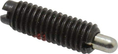 Jergens - 10-32, 9/16" Thread Length, 1/8" Plunger Projection, Steel Threaded Spring Plunger - 0.093" Max Plunger Diam, 9/16" Plunger Length, 0.3 Lb Init End Force, 3 Lb Final End Force - Americas Industrial Supply