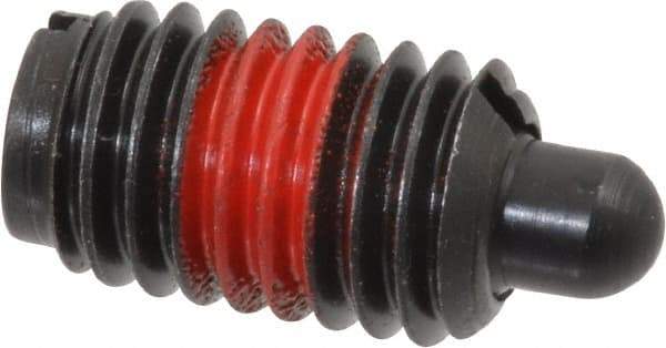 Jergens - 1/2-13, 13/16" Thread Length, 1/4" Plunger Projection, Steel Threaded Spring Plunger - 1/4" Max Plunger Diam, 13/16" Plunger Length, 2.5 Lb Init End Force, 15 Lb Final End Force - Americas Industrial Supply