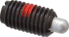 Jergens - 5/8-11, 1-1/8" Thread Length, 5/16" Plunger Projection, Steel Threaded Spring Plunger - 0.31" Max Plunger Diam, 1-1/8" Plunger Length, 2 Lb Init End Force, 10.5 Lb Final End Force - Americas Industrial Supply