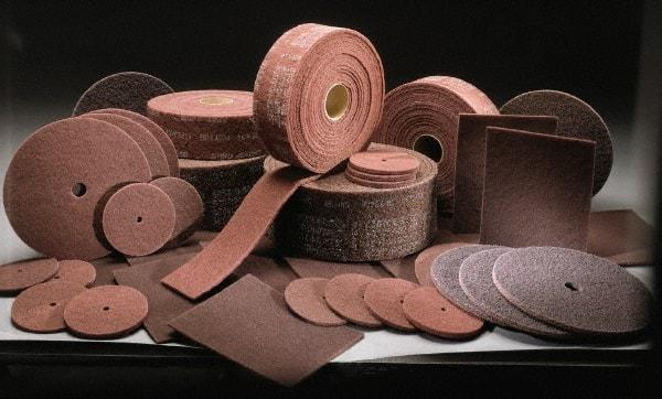 3M - 14" Medium Grade Aluminum Oxide Deburring Disc - 1-1/4" Center Hole, Arbor Connection, Maroon, 1,600 Max RPM - Americas Industrial Supply