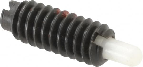 Jergens - 1/4-20, 5/8" Thread Length, 3/16" Plunger Projection, Steel Threaded Spring Plunger - 0.119" Max Plunger Diam, 5/8" Plunger Length, 0.3 Lb Init End Force, 3.5 Lb Final End Force - Americas Industrial Supply