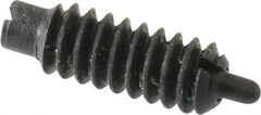 Jergens - 6-32, 3/8" Thread Length, 1/16" Plunger Projection, Steel Threaded Spring Plunger - 0.046" Max Plunger Diam, 3/8" Plunger Length, 0.5 Lb Init End Force, 3.5 Lb Final End Force - Americas Industrial Supply