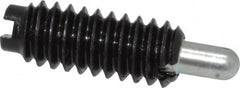 Jergens - 1/4-20, 5/8" Thread Length, 3/16" Plunger Projection, Steel Threaded Spring Plunger - 0.119" Max Plunger Diam, 5/8" Plunger Length, 0.3 Lb Init End Force, 3.5 Lb Final End Force - Americas Industrial Supply