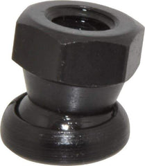 Jergens - 3/8-16, 11/16" Pad Diam, Uncoated Bottom, Steel Toggle Pad - 25/32" OAL, 5/8" Width Across Flats, Black Oxide Coated, Grade 4140, 6° Swivel Angle - Americas Industrial Supply
