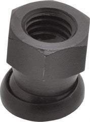 Jergens - 1/2-13, 13/16" Pad Diam, Uncoated Bottom, Steel Toggle Pad - 7/8" OAL, 3/4" Width Across Flats, Black Oxide Coated, Grade 4140, 6° Swivel Angle - Americas Industrial Supply
