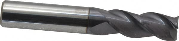 Accupro - 7/16", 1" LOC, 7/16" Shank Diam, 2-3/4" OAL, 3 Flute, Solid Carbide Square End Mill - Single End, AlTiN Finish, Spiral Flute, 40° Helix, Centercutting, Right Hand Cut, Right Hand Flute - Americas Industrial Supply