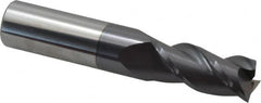 Accupro - 11/16", 1-1/2" LOC, 3/4" Shank Diam, 4" OAL, 3 Flute, Solid Carbide Square End Mill - Single End, AlTiN Finish, Spiral Flute, 40° Helix, Centercutting, Right Hand Cut, Right Hand Flute - Americas Industrial Supply