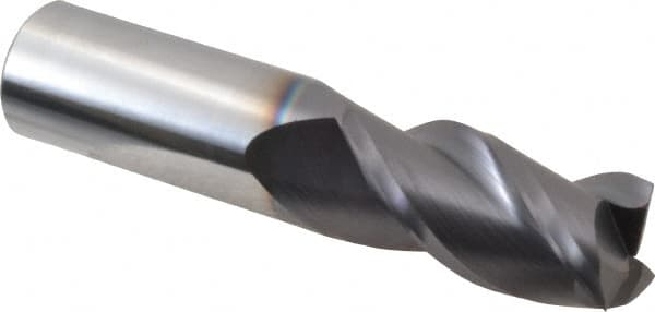 Accupro - 7/8", 1-3/4" LOC, 7/8" Shank Diam, 4" OAL, 3 Flute, Solid Carbide Square End Mill - Single End, AlTiN Finish, Spiral Flute, 40° Helix, Centercutting, Right Hand Cut, Right Hand Flute - Americas Industrial Supply