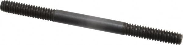 Jergens - 1/4-20 3-1/2" OAL Equal Double Threaded Stud - Alloy Steel, Black Oxide Finish, 1" Equal Thread Length - Americas Industrial Supply