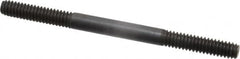Jergens - 1/4-20 3-1/2" OAL Equal Double Threaded Stud - Alloy Steel, Black Oxide Finish, 1" Equal Thread Length - Americas Industrial Supply