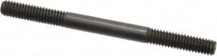 Jergens - 5/16-18 4" OAL Equal Double Threaded Stud - Alloy Steel, Black Oxide Finish, 1-1/8" Equal Thread Length - Americas Industrial Supply
