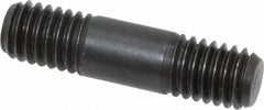 Jergens - 3/8-16 1-1/2" OAL Equal Double Threaded Stud - Alloy Steel, Black Oxide Finish, 3/8" Equal Thread Length - Americas Industrial Supply