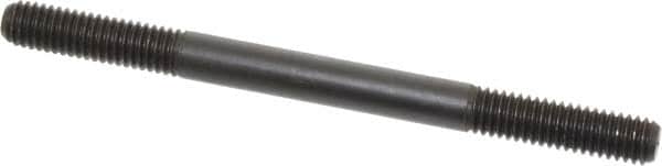 Jergens - 3/8-16 5" OAL Equal Double Threaded Stud - Alloy Steel, Black Oxide Finish, 1-1/4" Equal Thread Length - Americas Industrial Supply