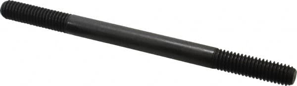 Jergens - 3/8-16 5-1/2" OAL Equal Double Threaded Stud - Alloy Steel, Black Oxide Finish, 1-1/4" Equal Thread Length - Americas Industrial Supply
