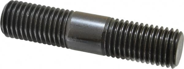 Jergens - 7/8-9 4" OAL Equal Double Threaded Stud - Alloy Steel, Black Oxide Finish, 1-13/32" Equal Thread Length - Americas Industrial Supply